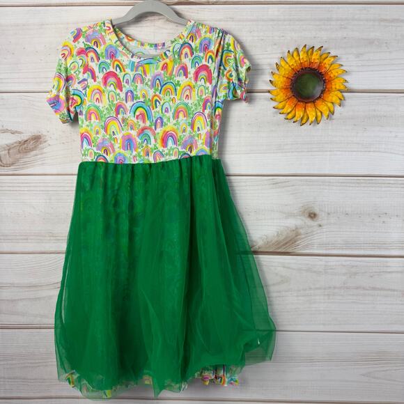 Birdie Bean Girls Riley Rainbow Dress & Leggings Set Size 8Y Colorful Outfit - Picture 1 of 4